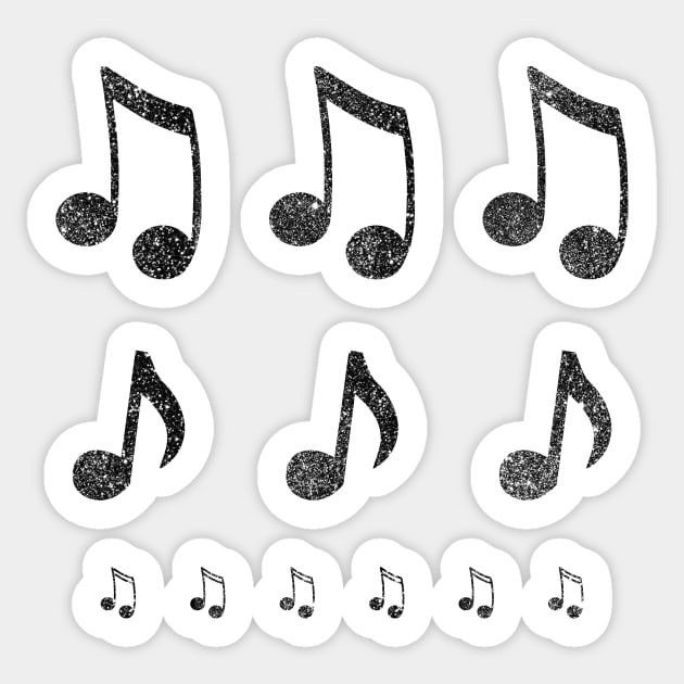 Black Musical Notes Sticker by Kelly Louise Art